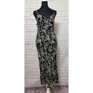 Black floral maxi dress size 8 adjustable straps